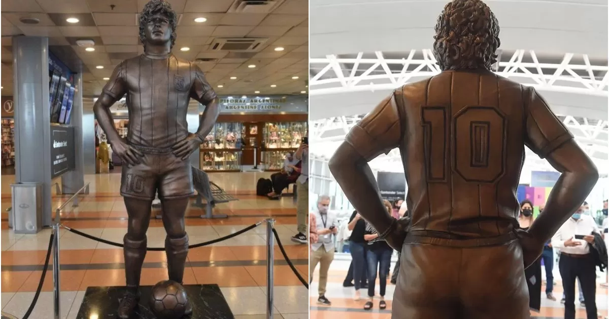 Diego Maradona: Inauguran estatua del 'Pelusa' en el principal aeropuerto de Argentina