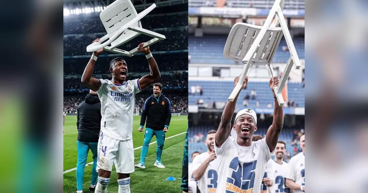 Real Madrid campeón de LaLiga y David Alaba celebró con la silla