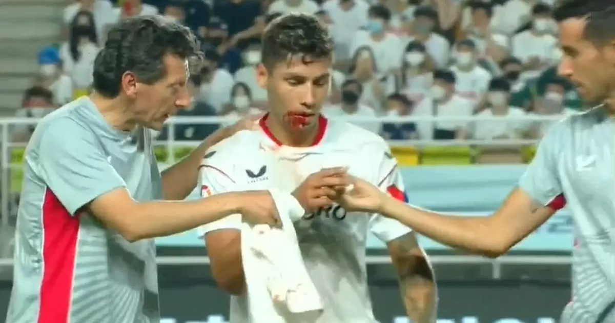 Sevilla vs. Tottenham: Montiel terminó sangrando tras durísimo golpe de Son