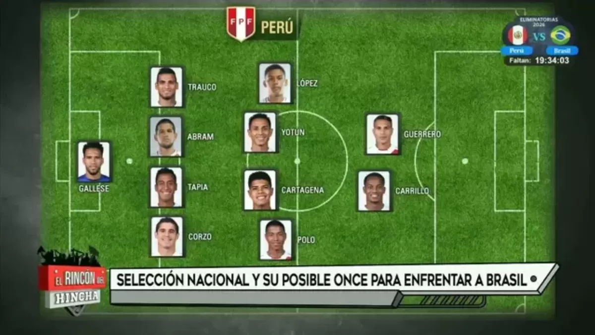 Perú y el once de Juan Reynoso para el choque ante Brasil.