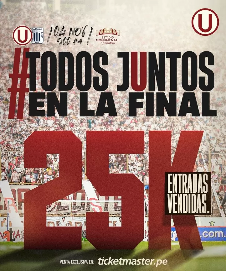 Este lunes arrancó la venta de entradas para el Universitario vs. Alianza Lima en el Monumental. | Foto: Universitario.
