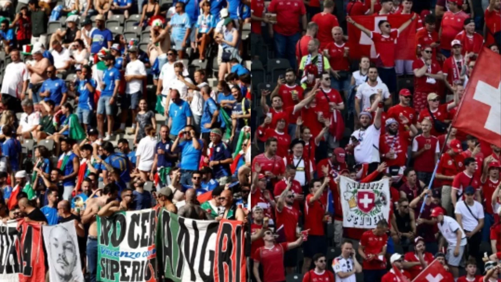 La hinchada de Italia y Suiza llenan las graderías del estadio de Berlín / Fotos: AFP