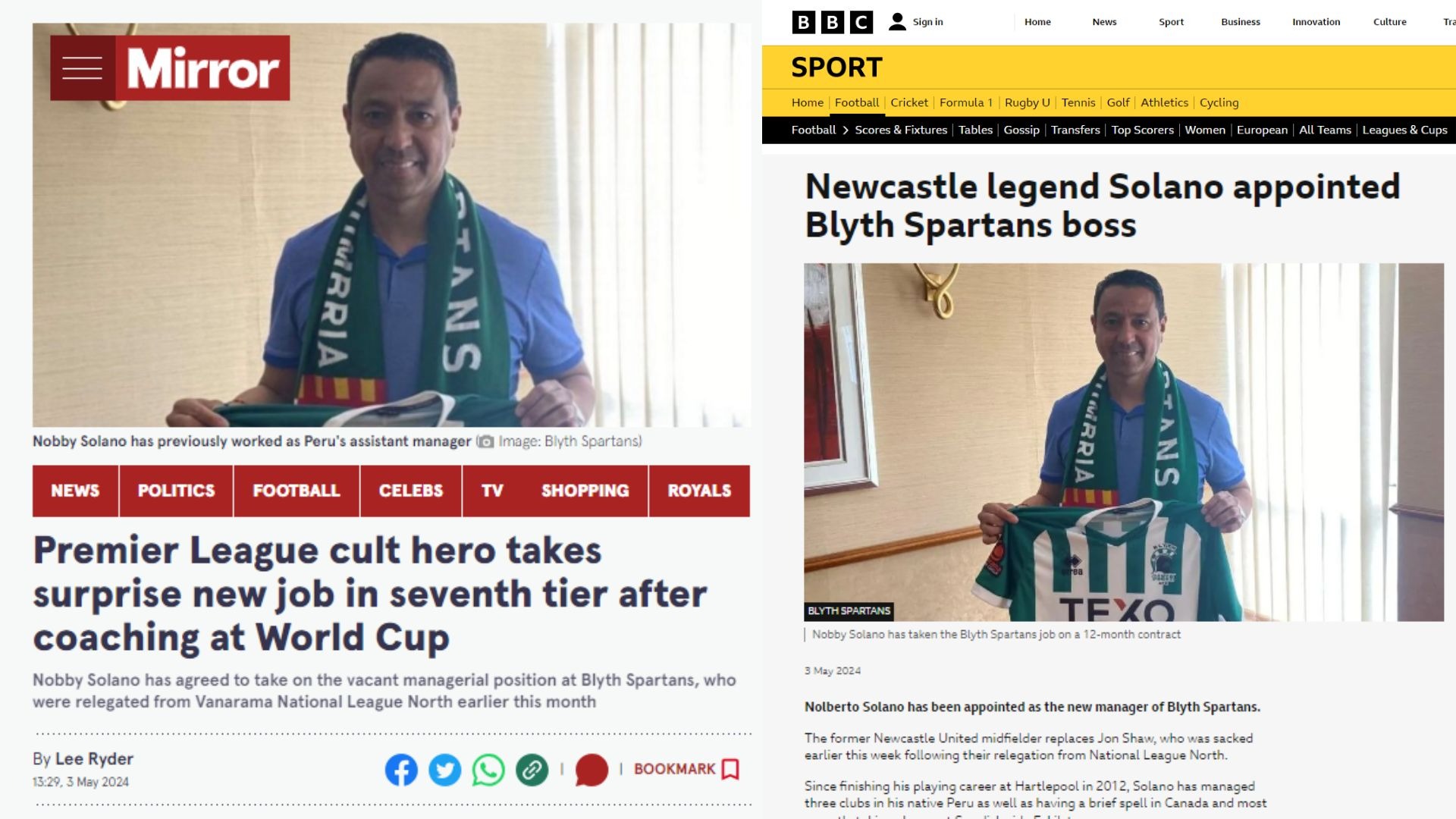 Prensa británica resaltó llegada de Nolberto Solano al Blyth Spartans