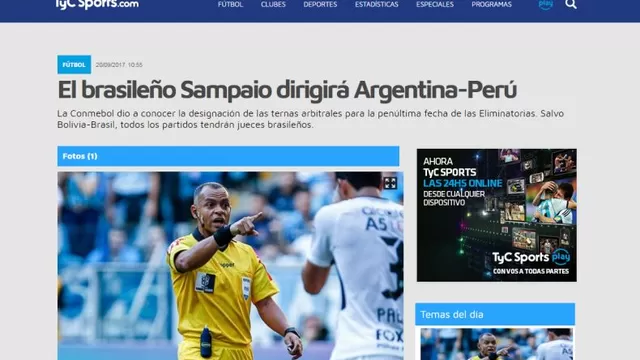 Perú vs. Argentina: así reaccionó la prensa con la designación de Sampaio -foto-3
