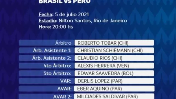 Terna arbitral del Perú vs. Brasil.