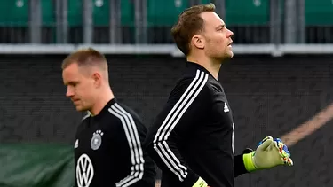 Ter Stegen y Neuer en un entrenamiento de Alemania. | Foto: AFP