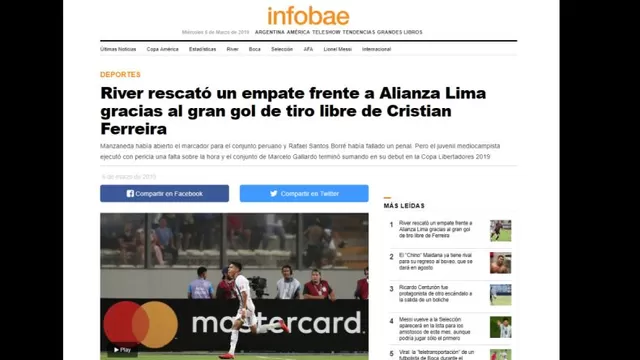Las portadas del empate 1-1 entre Alianza Lima y River Plate.-foto-3