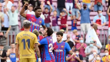 Ansu Fati vuelve y anota el 3-0 del Barcelona ante Levante. Foto: AFP