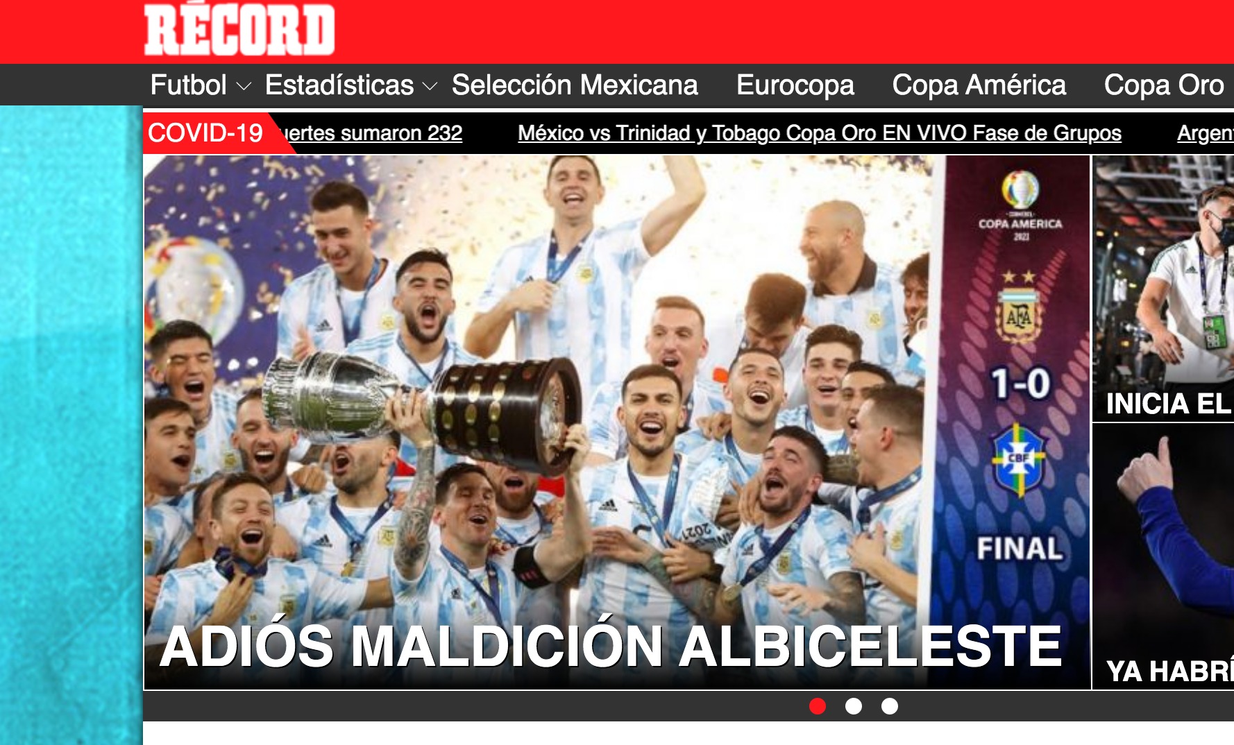 Argentina ganó la Copa América 2021 y provocó estas portadas en el mundo.