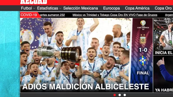 Argentina ganó la Copa América 2021 y provocó estas portadas en el mundo.