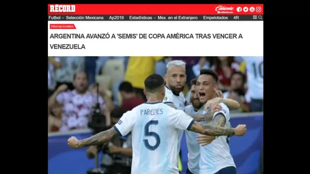 Así informó el mundo sobre el triunfo de Argentina ante Venezuela en la Copa América-foto-4