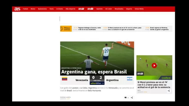 Así informó el mundo sobre el triunfo de Argentina ante Venezuela en la Copa América-foto-6