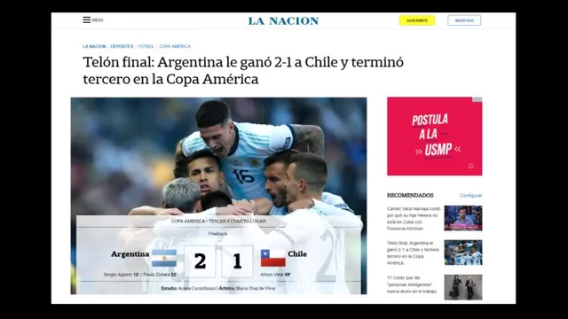 Las portadas del triunfo de Argentina sobre Chile.-foto-4