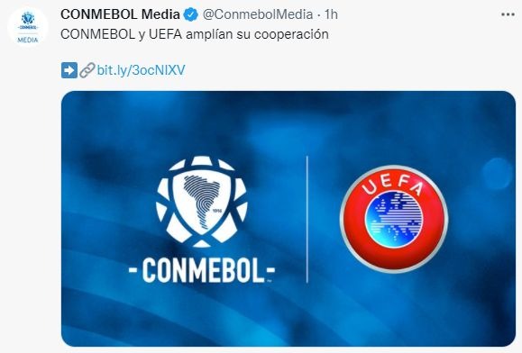 Este fue el pronunciamiento de la Conmebol en Twitter.