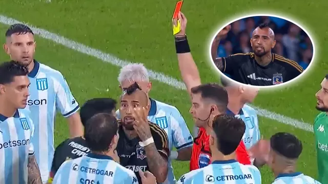 Arturo Vidal recibió la doble amarilla por hacer gesto a la hinchada de Racing / Captura / ESPN