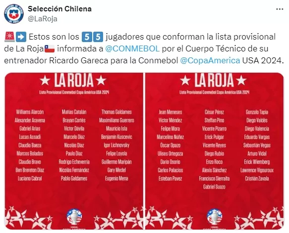 Lista provisional de Chile para la Copa América / Foto: La Roja
