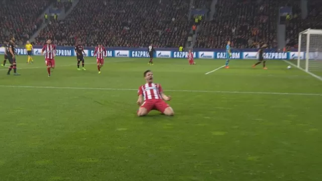 Saúl marcó un golazo en el Bay Arena. 