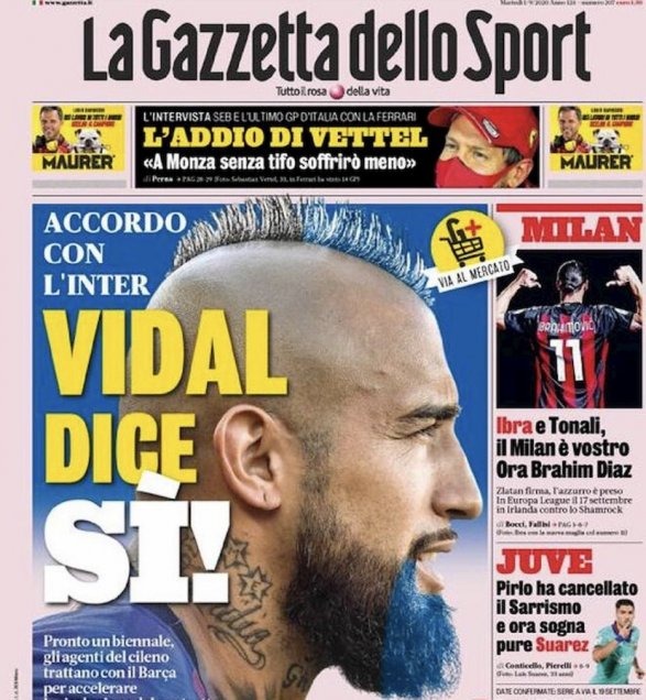 Esta es la portada de La Gazzetta Dello Sport.