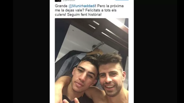 Barcelona: así se 'amistaron' Piqué y Munir tras fallar el quinto gol-foto-2