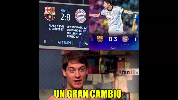 Barcelona protagonizó memes tras caer 3-0 ante Bayern Munich en Champions League.