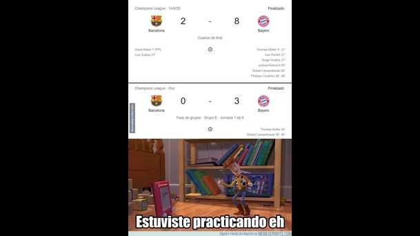 Barcelona protagonizó memes tras caer 3-0 ante Bayern Munich en Champions League.