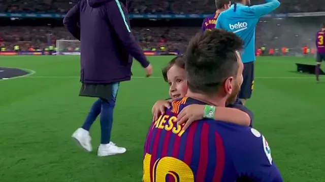 El tierno festejo de Messi con sus hijos. | Foto: ESPN