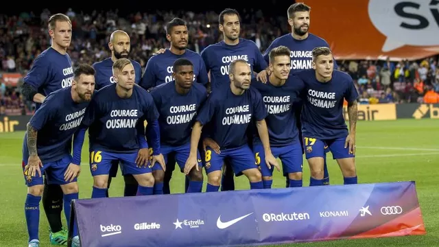 Barcelona: jugadores lucieron una camiseta en apoyo a Dembélé