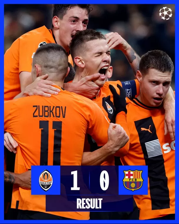 Shakthar Donetsk 1-0 Barcelona. | Fuente: @ChampionsLeague