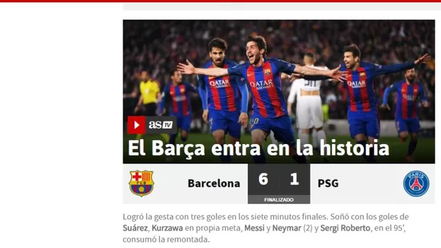 Barcelona: las portadas del mundo sobre su remontada en Champions League-foto-2