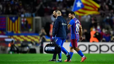 Kun Agüero salió del campo a los 41&#39;. | Foto: AFP/Video: LaLiga