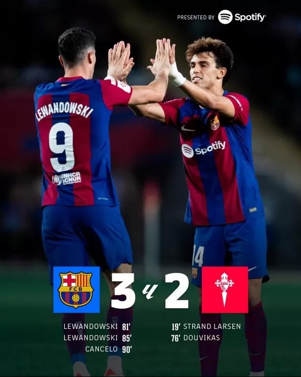 Barcelona 3-2 Celta. | Fuente: @FCBarcelona_es