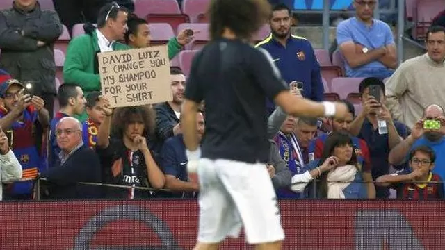 Barcelona vs. PSG: divertido cartel para David Luiz en el Camp Nou