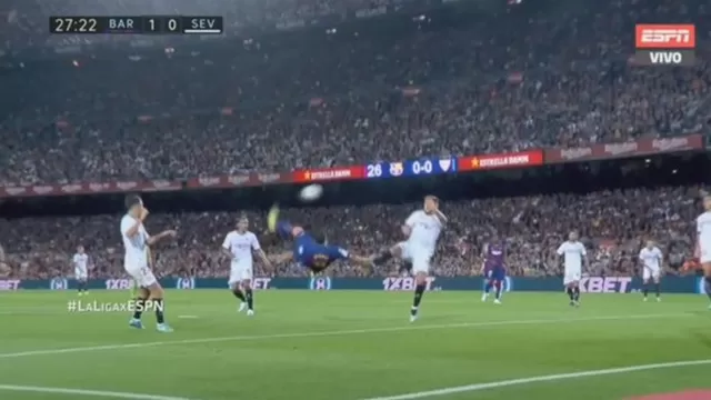 Suárez abrió el marcador con un tremendo golazo | Foto: ESPN.