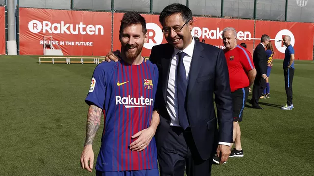 Messi y Bartomeu, capit&amp;aacute;n y presidente del Real Madrid. | Foto: Barcelona