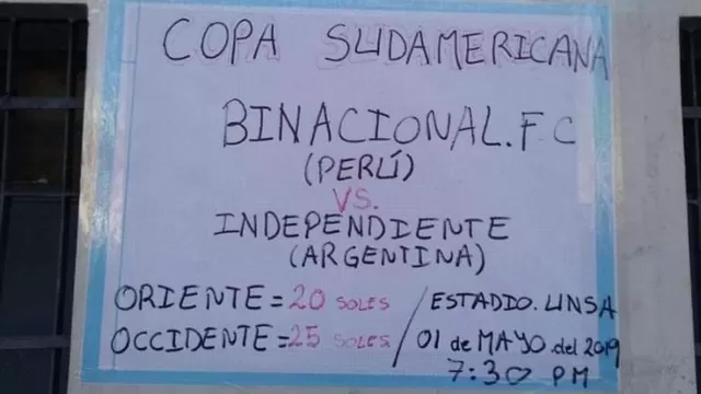 El Binacional vs. Independiente se juega este miércoles en Arequipa | Foto: Twitter.