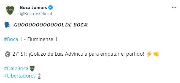 La publicación de Boca Juniors en redes sociales. | Fuente: @BocaJrsOficial