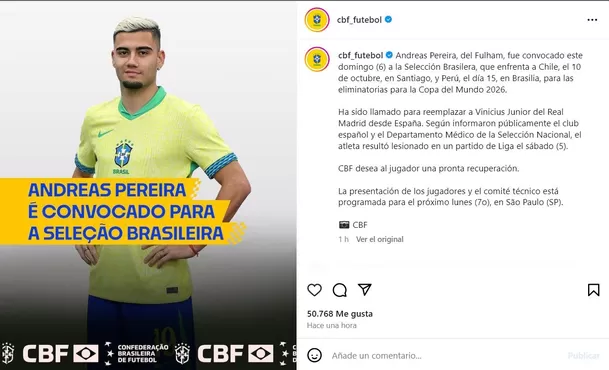 Andreas Pereira fue convocado por Dorival Junior para los duelos ante Chile y Perú. | Foto: IG.