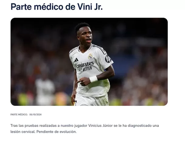 Parte médico de Vinicius Jr