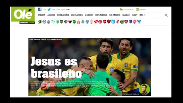 Las portadas del triunfo de Brasil en la Copa Am&amp;eacute;rica 2019.-foto-1