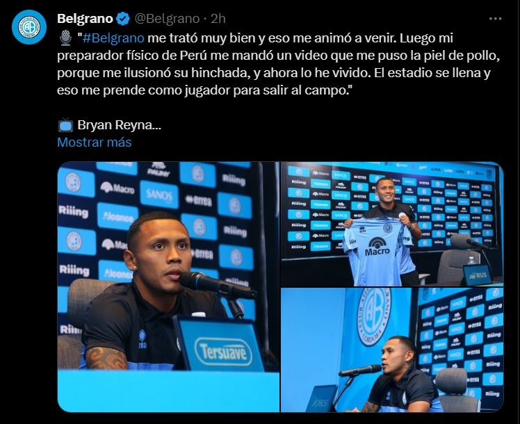 Bryan Reyna, fichaje de Belgrano. | Foto: Belgrano.