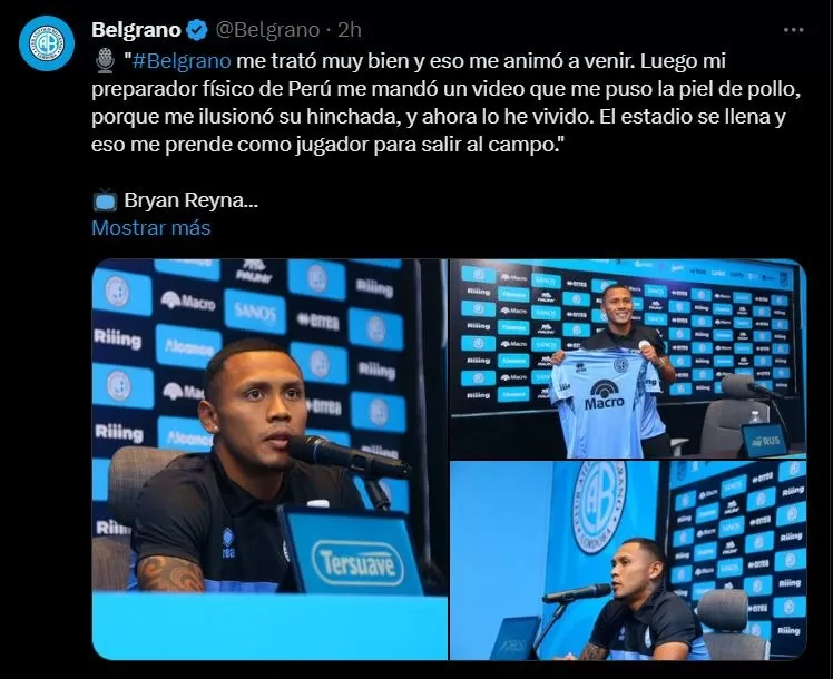 Bryan Reyna, fichaje de Belgrano. | Foto: Belgrano.