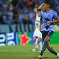 Bryan Reyna ovacionado tras marcar su primer gol con Belgrano