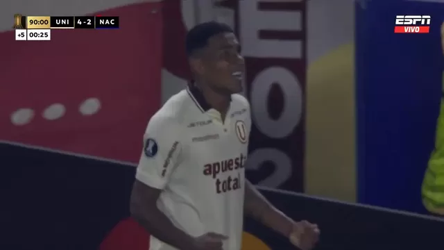 José Carabalí definió con calidad y convirtió el 4-2 de Universitario vs Nacional por Copa Libertadores / Fuente: ESPN
