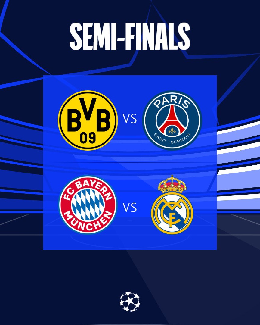 Las semifinales de Champions League. | Fuente: @ChampionsLeague