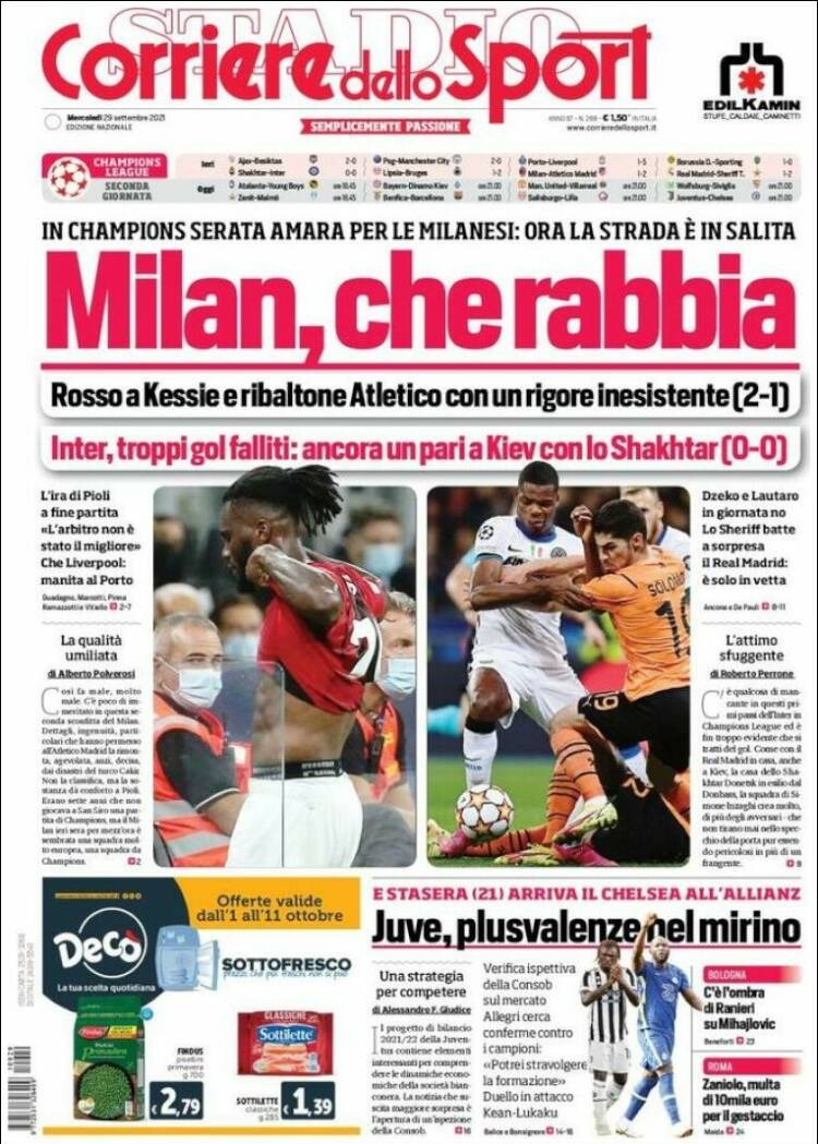 La prensa italiana tilda de &quot;robo&quot; el triunfo del Atlético en Milán.