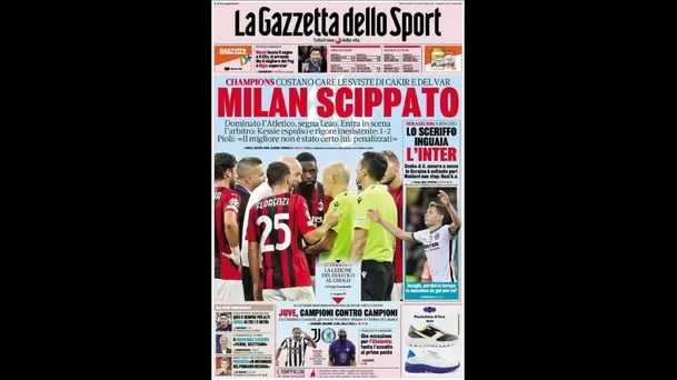 La prensa italiana tilda de "robo" el triunfo del Atlético en Milán.