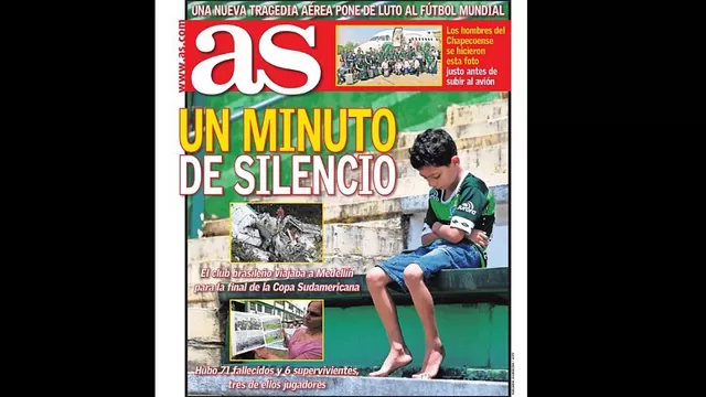 Emotivas portadas de la prensa mundial en homenaje al Chapecoense-foto-3