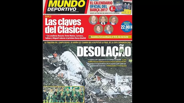 Emotivas portadas de la prensa mundial en homenaje al Chapecoense-foto-4