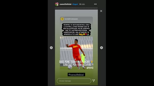 Aquí el mensaje de Christian Cueva en Instagram.