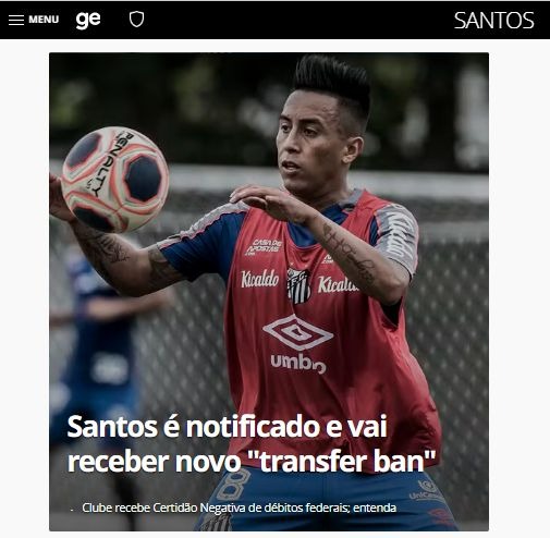 Santos fue nuevamente sancionado por la FIFA. | Fuente: Globo Esporte